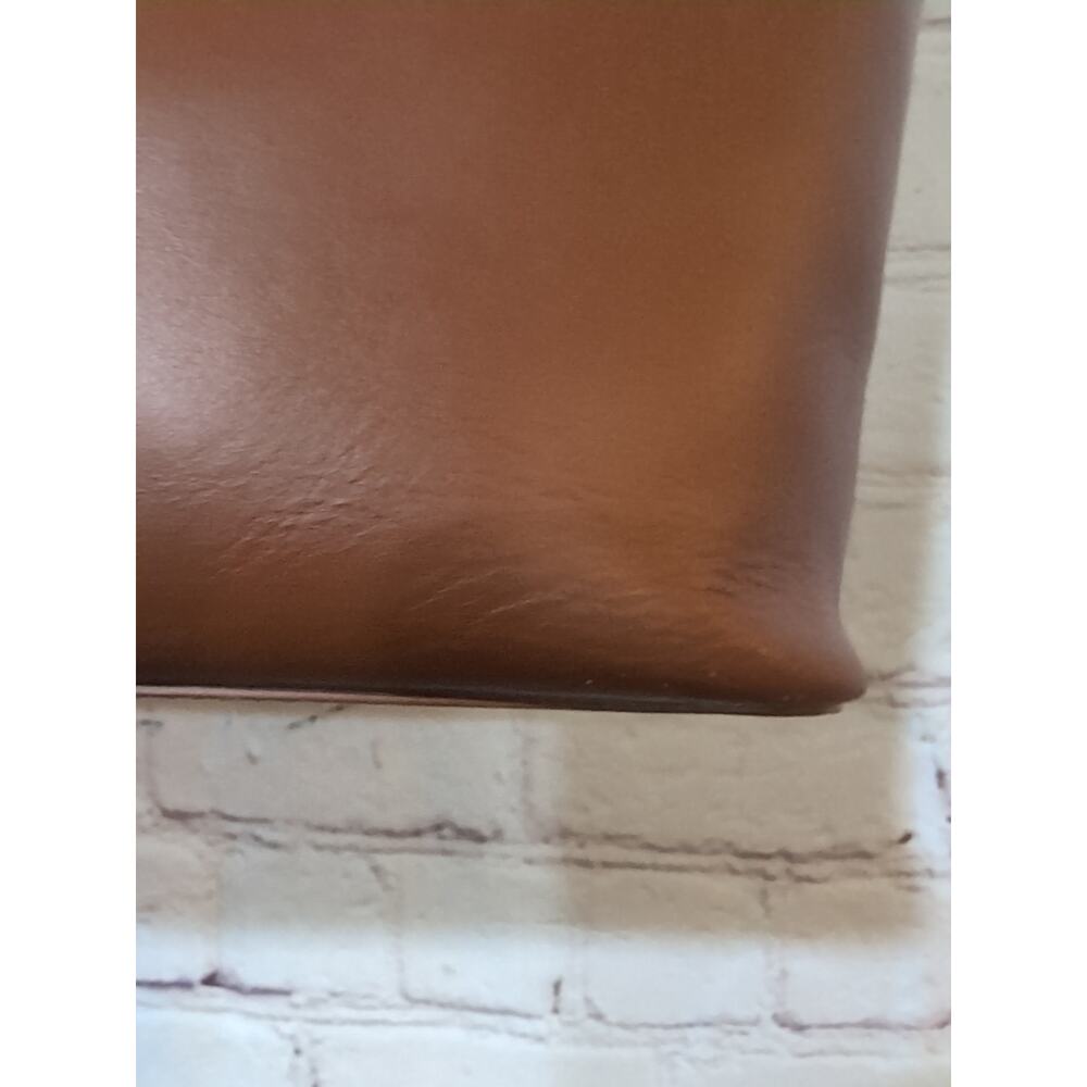 Everlane Soft Leather Shopper Tote Bag Brown Cognac Open Top 2 Handle 14 X 13 - Picture 11 of 17